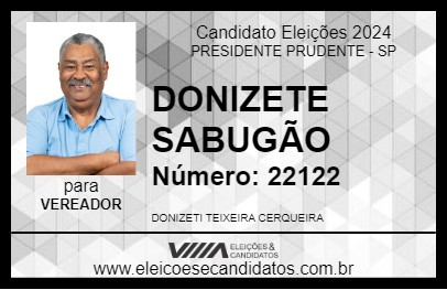 Candidato DONIZETE SABUGÃO 2024 - PRESIDENTE PRUDENTE - Eleições