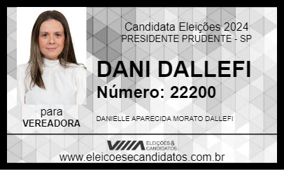 Candidato DANI DALLEFI 2024 - PRESIDENTE PRUDENTE - Eleições