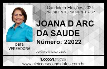 Candidato JOANA D ARC DA SAUDE 2024 - PRESIDENTE PRUDENTE - Eleições