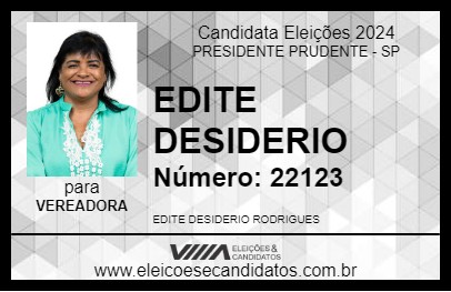 Candidato EDITE DESIDERIO 2024 - PRESIDENTE PRUDENTE - Eleições