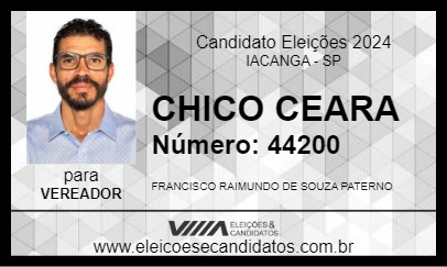 Candidato CHICO CEARA 2024 - IACANGA - Eleições