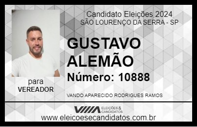 Candidato GUSTAVO ALEMÃO 2024 - SÃO LOURENÇO DA SERRA - Eleições