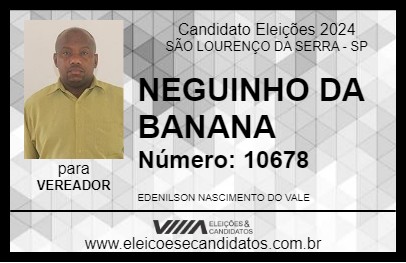 Candidato NEGUINHO DA BANANA 2024 - SÃO LOURENÇO DA SERRA - Eleições