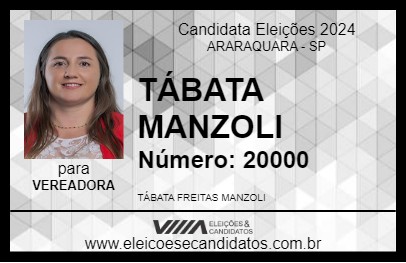 Candidato TÁBATA MANZOLI 2024 - ARARAQUARA - Eleições