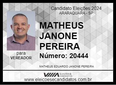 Candidato MATHEUS JANONE PEREIRA 2024 - ARARAQUARA - Eleições