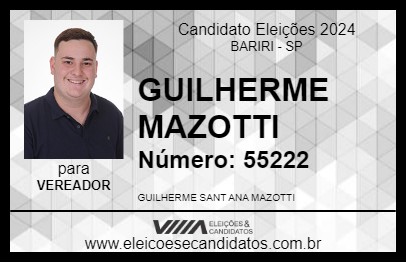 Candidato GUILHERME MAZOTTI 2024 - BARIRI - Eleições