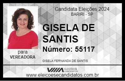 Candidato GISELA DE SANTIS 2024 - BARIRI - Eleições