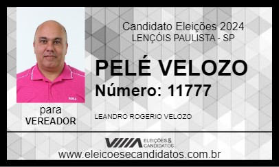 Candidato PELÉ VELOZO 2024 - LENÇÓIS PAULISTA - Eleições