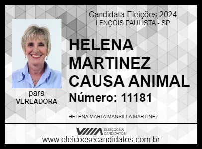 Candidato HELENA MARTINEZ CAUSA ANIMAL  2024 - LENÇÓIS PAULISTA - Eleições