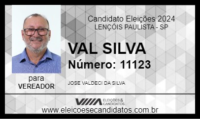 Candidato VAL SILVA 2024 - LENÇÓIS PAULISTA - Eleições