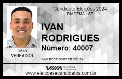 Candidato IVAN RODRIGUES 2024 - DIADEMA - Eleições