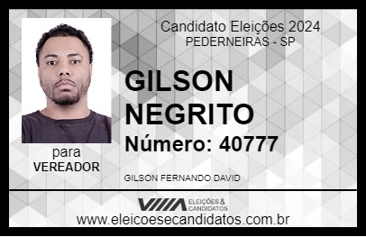 Candidato GILSON NEGRITO 2024 - PEDERNEIRAS - Eleições