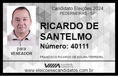 Candidato RICARDO DE SANTELMO 2024 - PEDERNEIRAS - Eleições