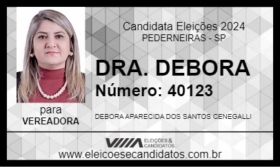 Candidato DRA. DEBORA 2024 - PEDERNEIRAS - Eleições