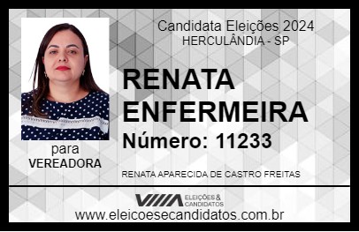 Candidato RENATA ENFERMEIRA 2024 - HERCULÂNDIA - Eleições