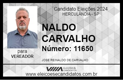 Candidato NALDO CARVALHO  2024 - HERCULÂNDIA - Eleições