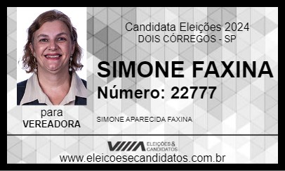 Candidato SIMONE FAXINA 2024 - DOIS CÓRREGOS - Eleições