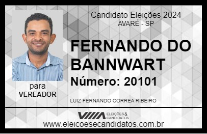 Candidato FERNANDO DO BANNWART 2024 - AVARÉ - Eleições