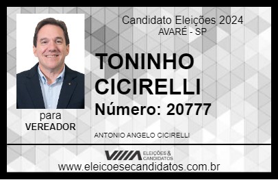 Candidato TONINHO CICIRELLI 2024 - AVARÉ - Eleições