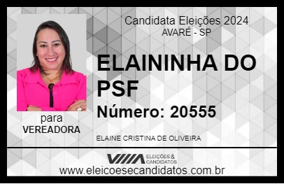 Candidato ELAININHA 2024 - AVARÉ - Eleições