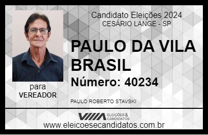 Candidato PAULO DA VILA BRASIL 2024 - CESÁRIO LANGE - Eleições