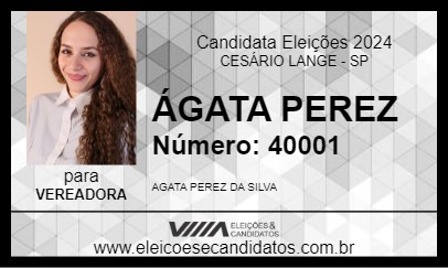 Candidato ÁGATA PEREZ 2024 - CESÁRIO LANGE - Eleições