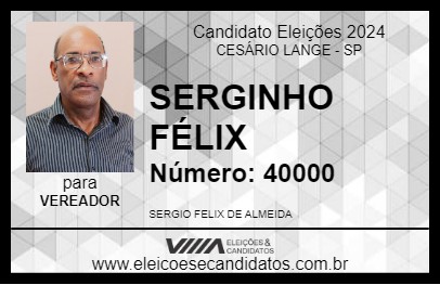 Candidato SERGINHO FÉLIX 2024 - CESÁRIO LANGE - Eleições