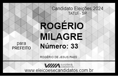 Candidato ROGÉRIO MILAGRE 2024 - TATUÍ - Eleições