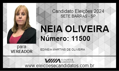 Candidato NEIA OLIVEIRA 2024 - SETE BARRAS - Eleições