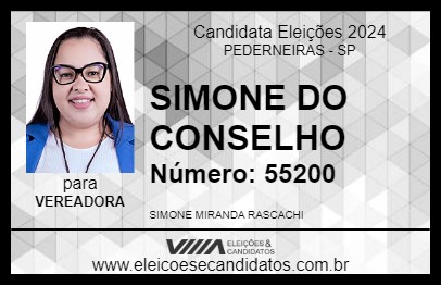 Candidato SIMONE DO CONSELHO 2024 - PEDERNEIRAS - Eleições