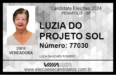 Candidato LUZIA DO PROJETO SOL 2024 - PENÁPOLIS - Eleições