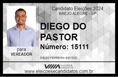 Candidato DIEGO DO PASTOR 2024 - BREJO ALEGRE - Eleições