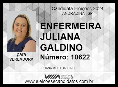 Candidato ENFERMEIRA JULIANA GALDINO 2024 - ANDRADINA - Eleições