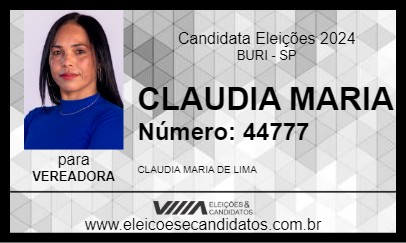 Candidato CLAUDIA MARIA 2024 - BURI - Eleições