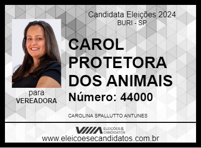 Candidato CAROL  PROTETORA DOS ANIMAIS  2024 - BURI - Eleições