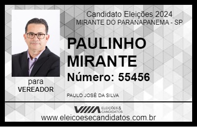 Candidato PAULINHO MIRANTE 2024 - MIRANTE DO PARANAPANEMA - Eleições