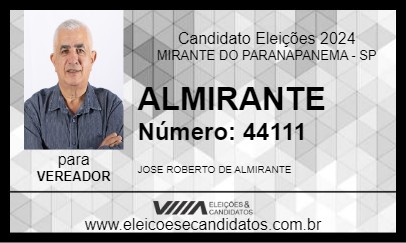 Candidato ALMIRANTE 2024 - MIRANTE DO PARANAPANEMA - Eleições