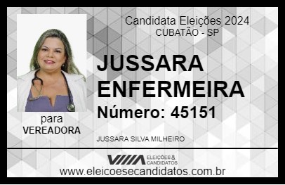 Candidato JUSSARA ENFERMEIRA 2024 - CUBATÃO - Eleições