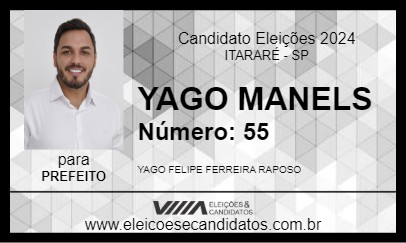 Candidato YAGO MANELS 2024 - ITARARÉ - Eleições