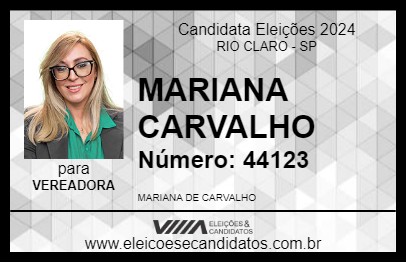 Candidato MARIANA CARVALHO 2024 - RIO CLARO - Eleições