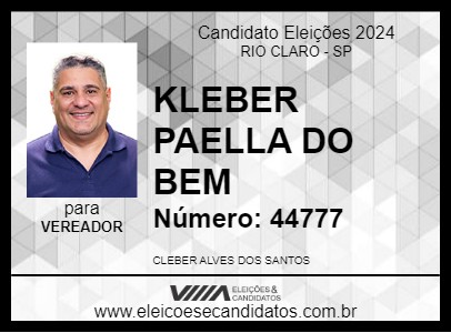 Candidato KLEBER PAELLA DO BEM 2024 - RIO CLARO - Eleições