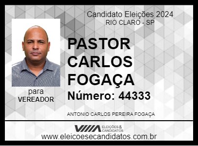 Candidato PASTOR CARLOS FOGAÇA 2024 - RIO CLARO - Eleições