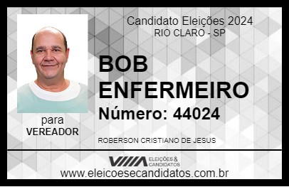 Candidato BOB ENFERMEIRO 2024 - RIO CLARO - Eleições