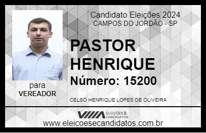 Candidato PASTOR HENRIQUE 2024 - CAMPOS DO JORDÃO - Eleições