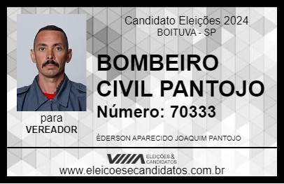 Candidato BOMBEIRO CIVIL PANTOJO 2024 - BOITUVA - Eleições