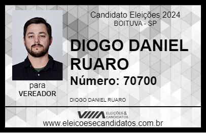 Candidato DIOGO DANIEL RUARO 2024 - BOITUVA - Eleições