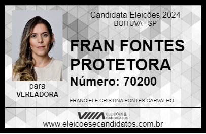 Candidato FRAN FONTES PROTETORA 2024 - BOITUVA - Eleições