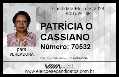 Candidato PATRÍCIA O CASSIANO 2024 - BOITUVA - Eleições