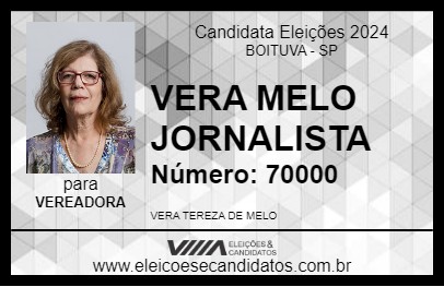 Candidato VERA MELO JORNALISTA 2024 - BOITUVA - Eleições