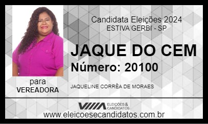 Candidato JAQUE DO CEM 2024 - ESTIVA GERBI - Eleições